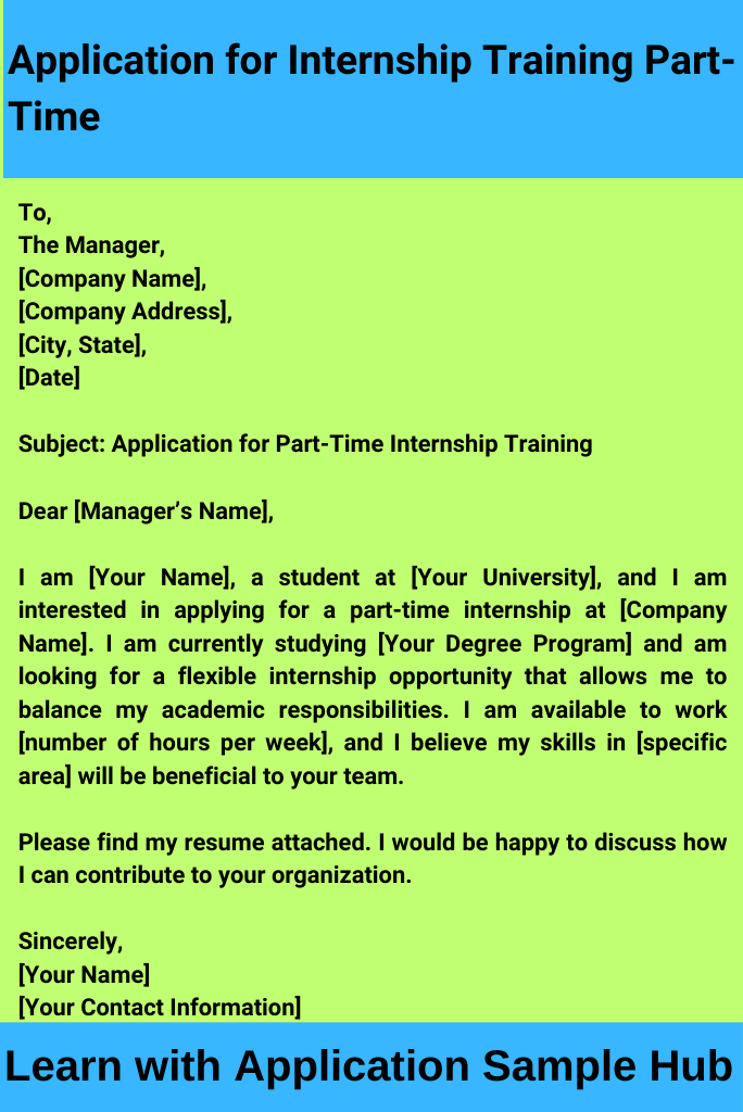 Application For Internship Training 10 Samples