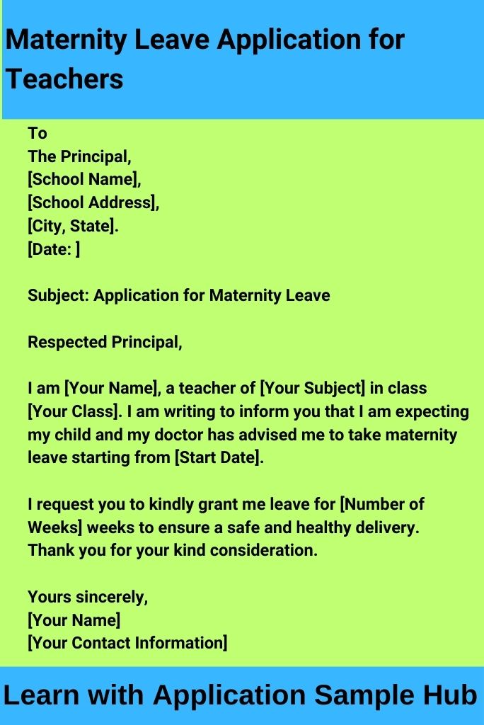 Maternity Leave Application for Teachers