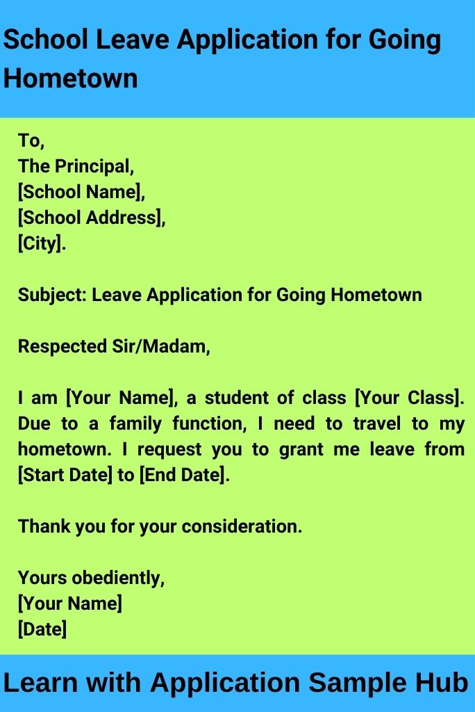 School Leave Application for Going Hometown