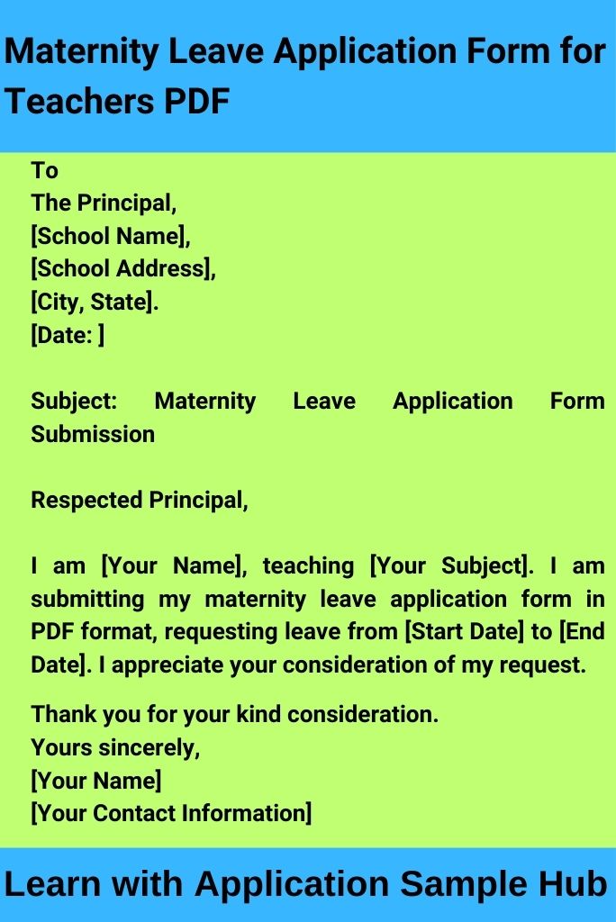 Maternity Leave Application Form for Teachers PDF