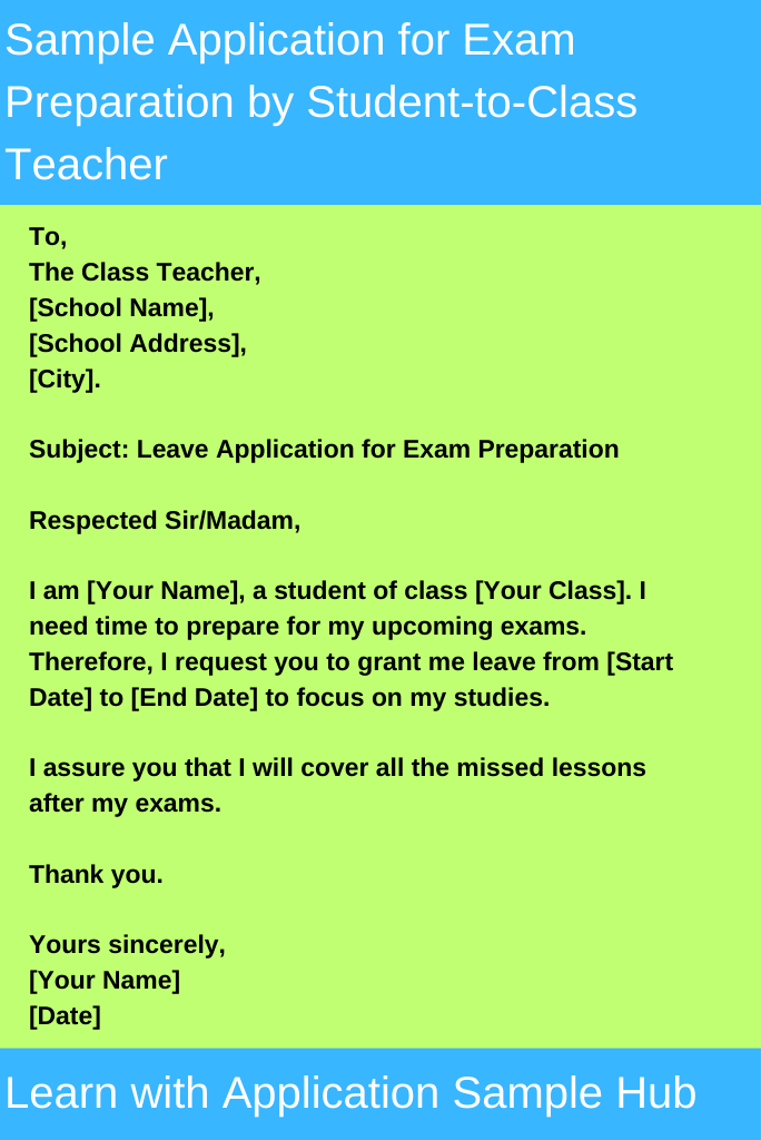 Sample Application for Exam Preparation by Student-to-Class Teacher