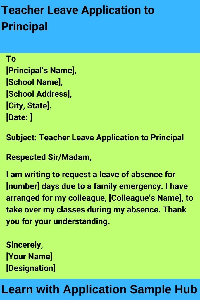 Teacher Leave Application to Principal