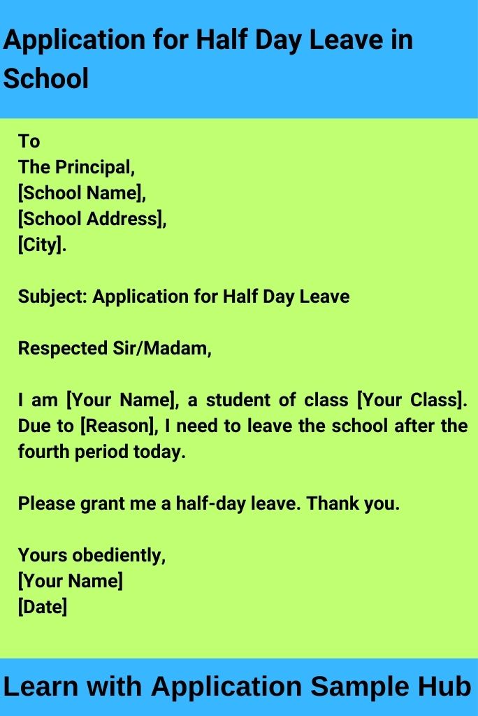 Application for Half Day Leave in School