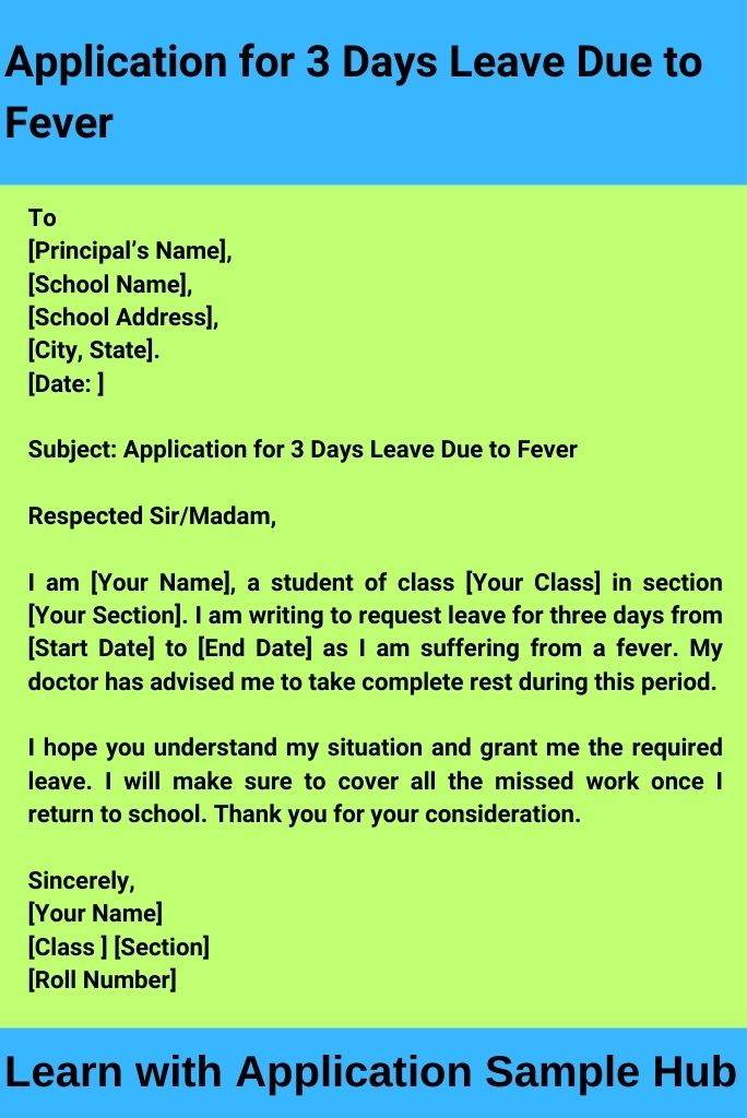 Application for 3 Days Leave Due to Fever