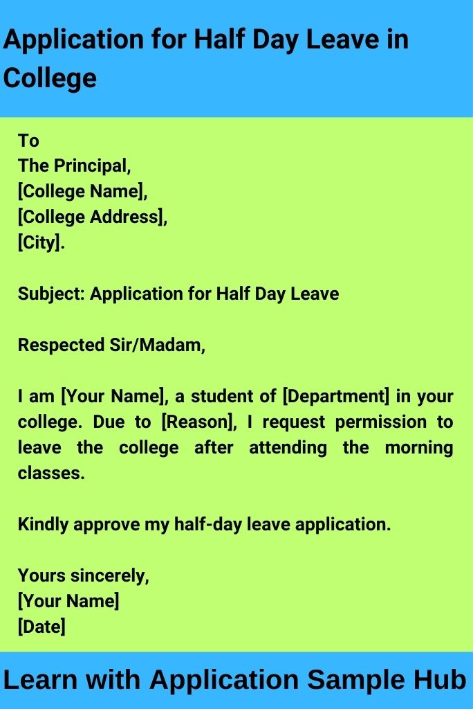 Application for Half Day Leave in College