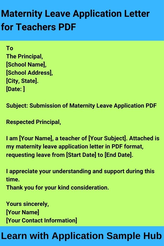 Maternity Leave Application Letter for Teachers PDF