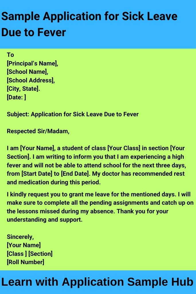 Sample Application for Sick Leave Due to Fever