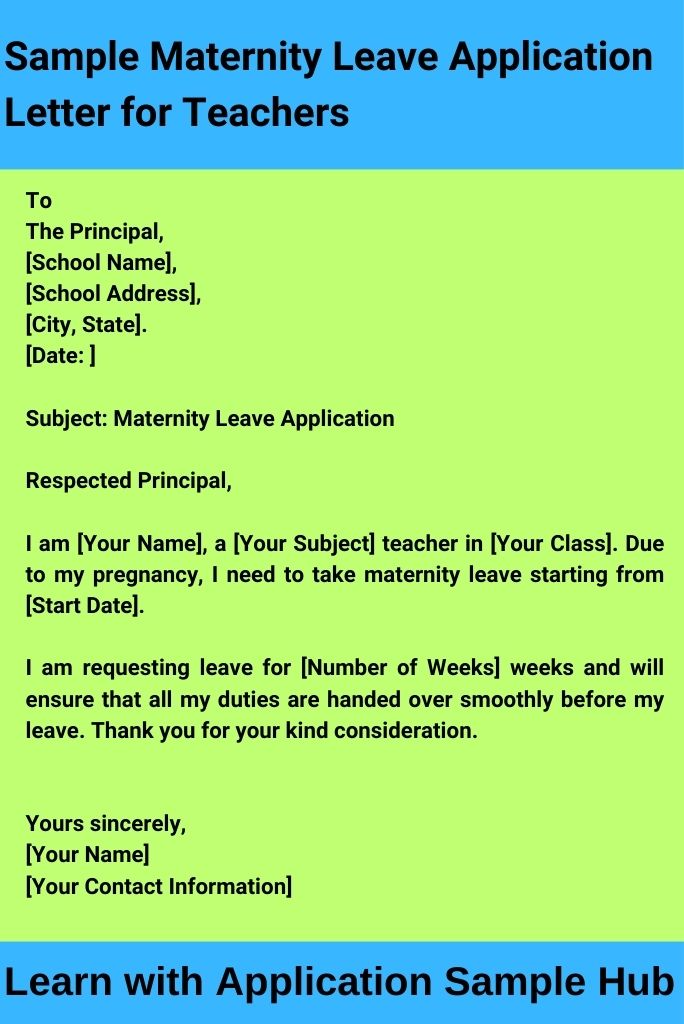 Sample Maternity Leave Application Letter for Teachers