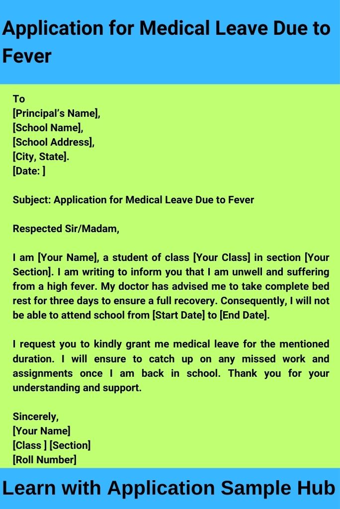 Application for Medical Leave Due to Fever