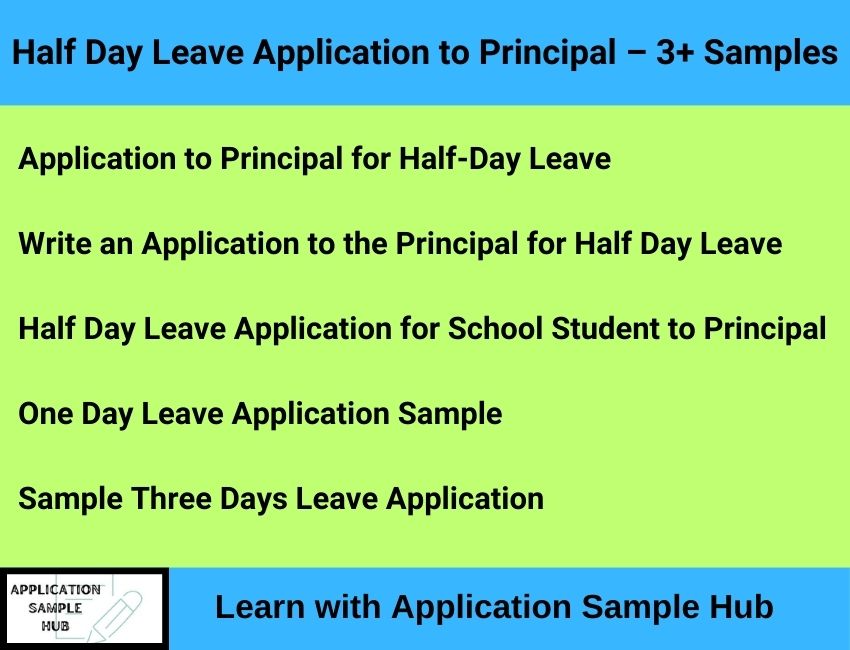 Half Day Leave Application to Principal