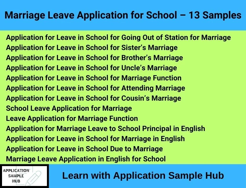 Marriage Leave Application for School-13 samples