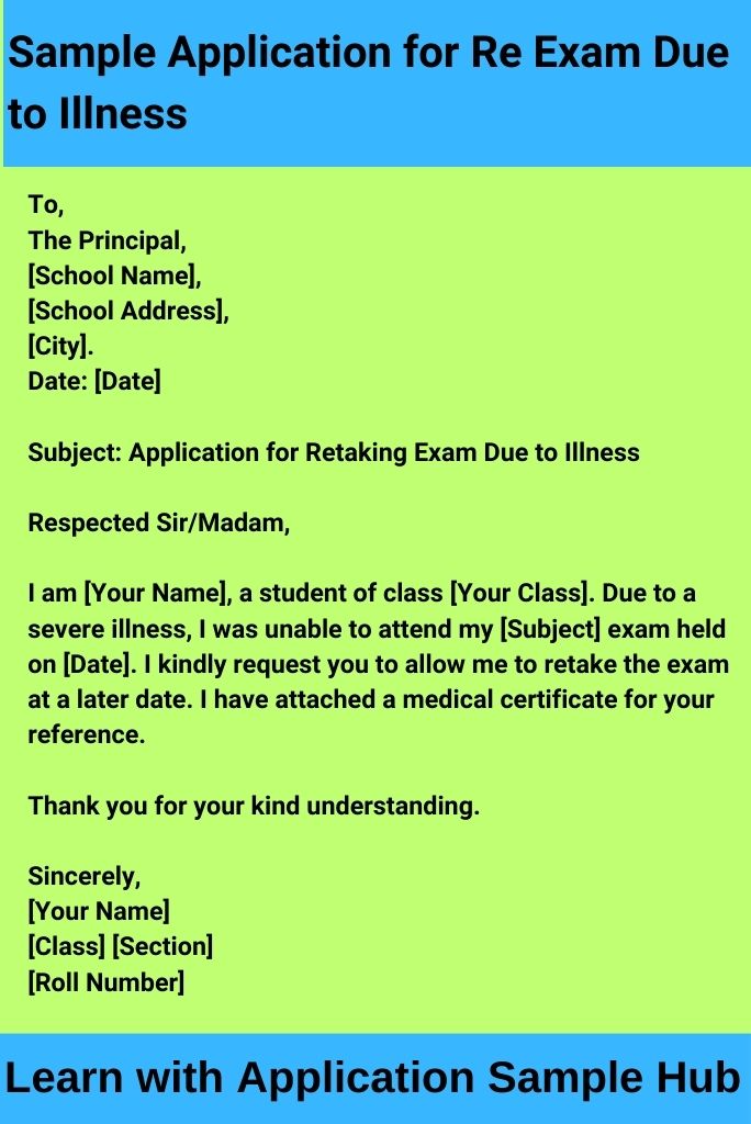 Sample Application for Re Exam Due to Illness