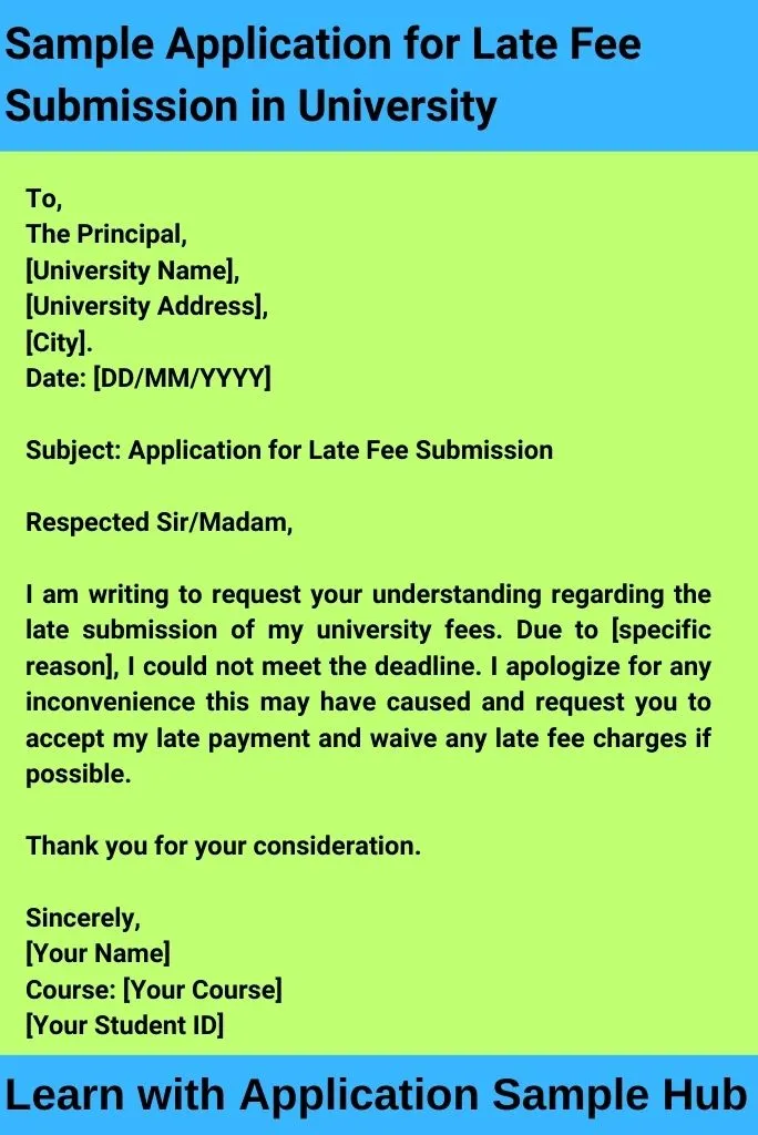 Sample Application for Late Fee Submission in University