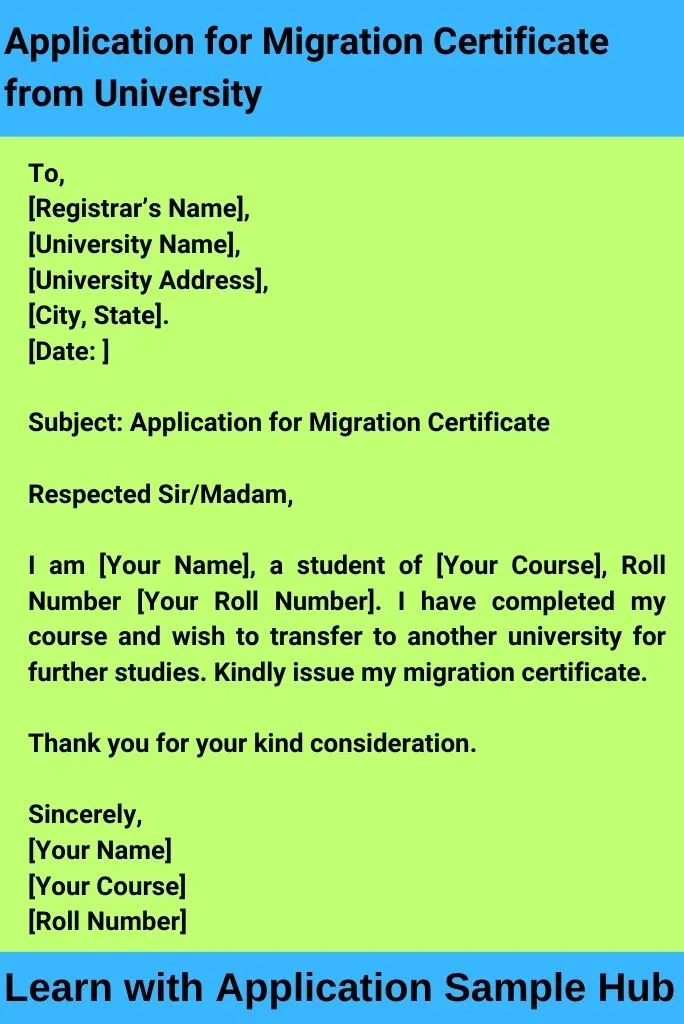 Application for Migration Certificate from University