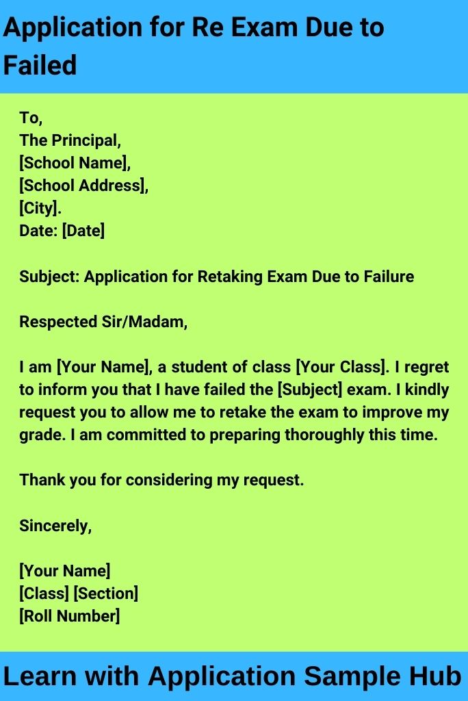 Application for Re Exam Due to Failed