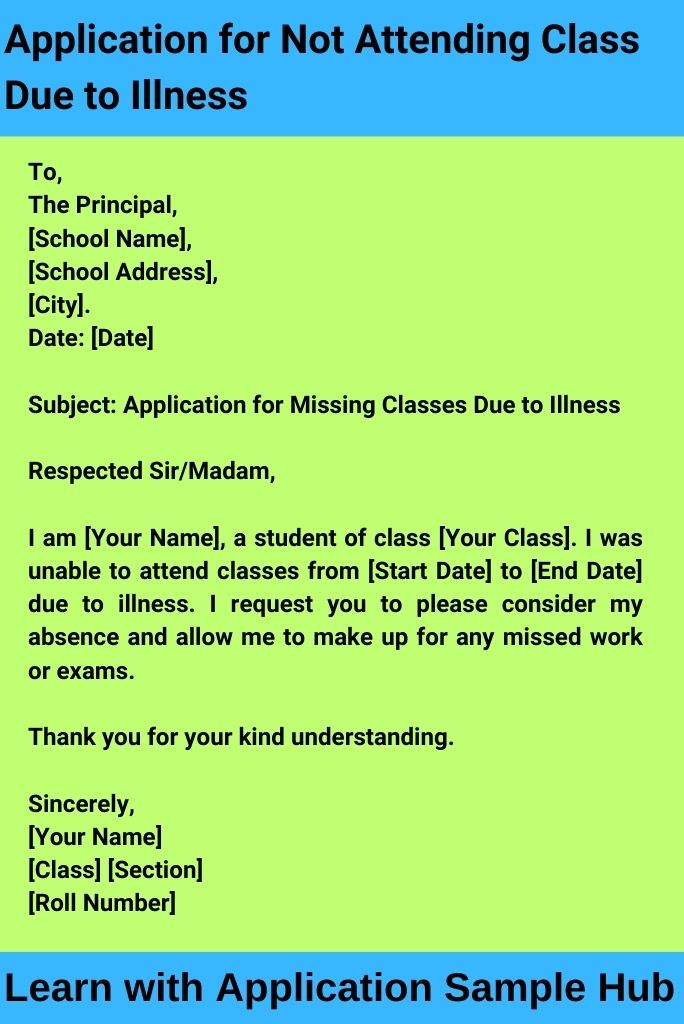 Application for Not Attending Class Due to Illness