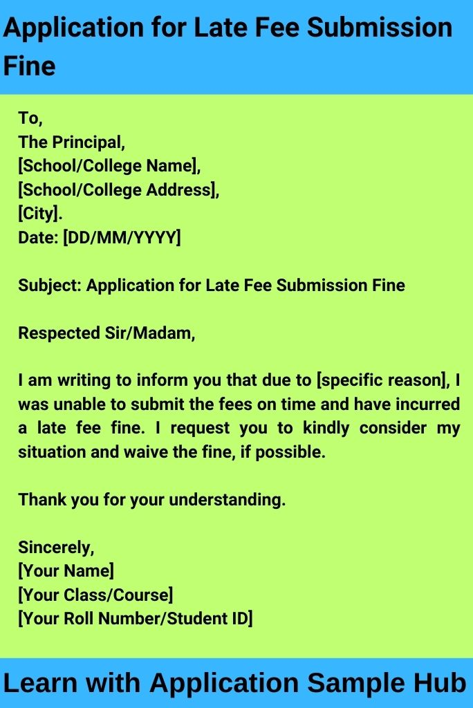 Application for Late Fee Submission Fine