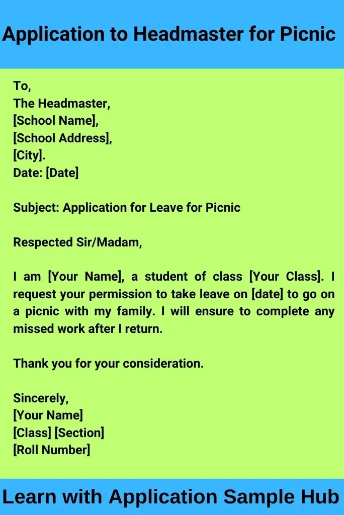 Application to Headmaster for Picnic