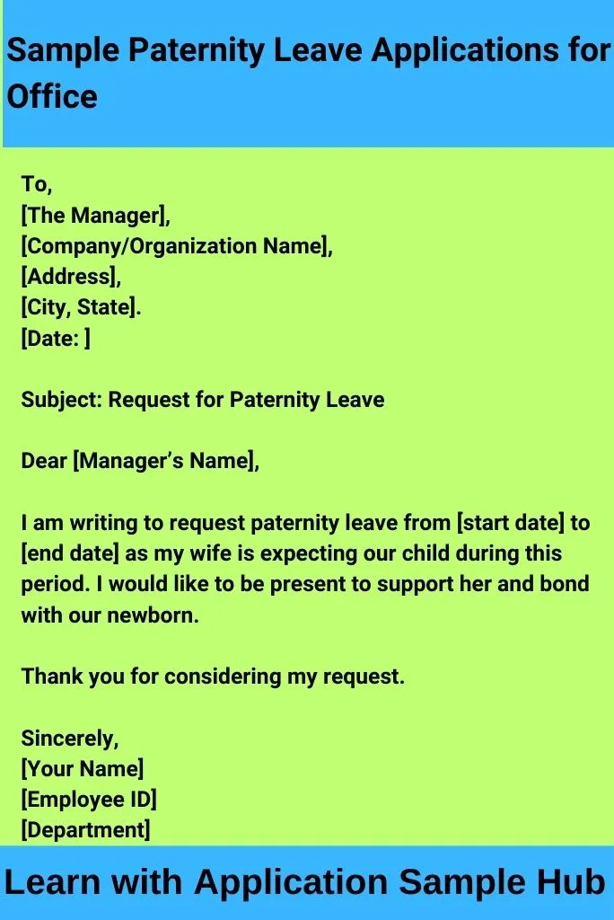 Sample Paternity Leave Applications for Office