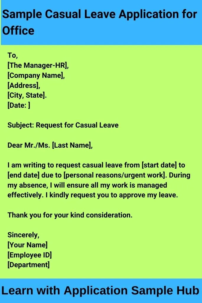 Sample Casual Leave Application for Office