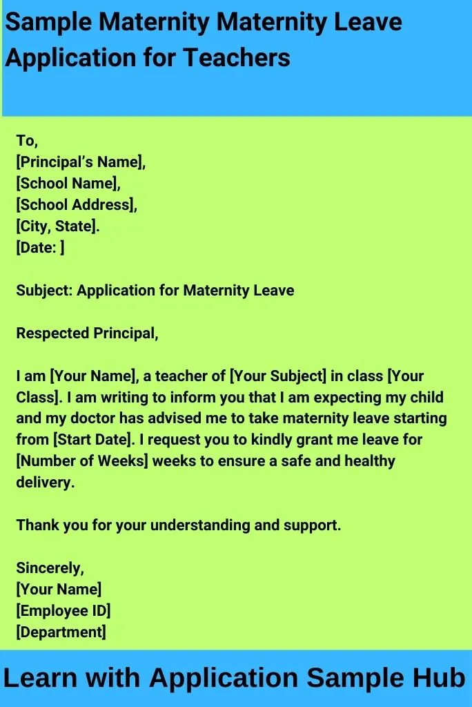 Sample Maternity Maternity Leave Application for Teachers