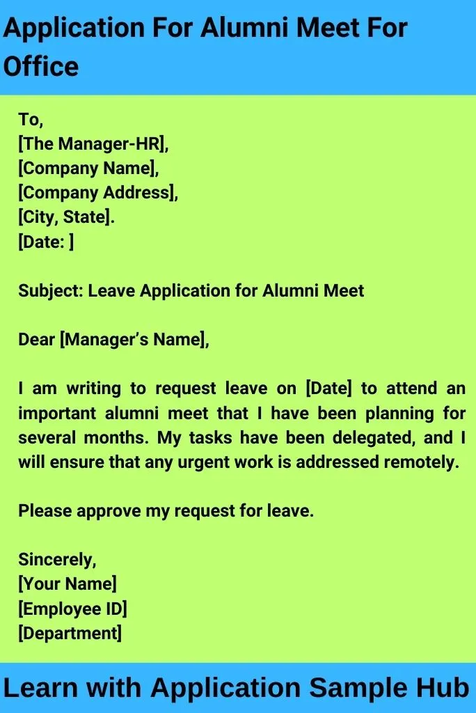 Application For Alumni Meet For Office