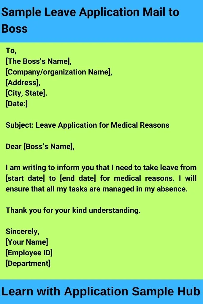 Sample Leave Application Mail to Boss