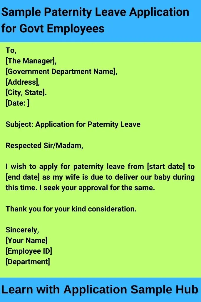 Sample Paternity Leave Application for Govt Employees