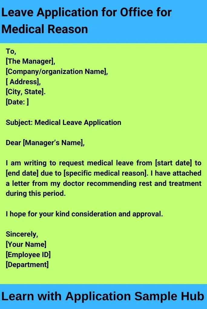 Leave Application for Office for Medical Reason