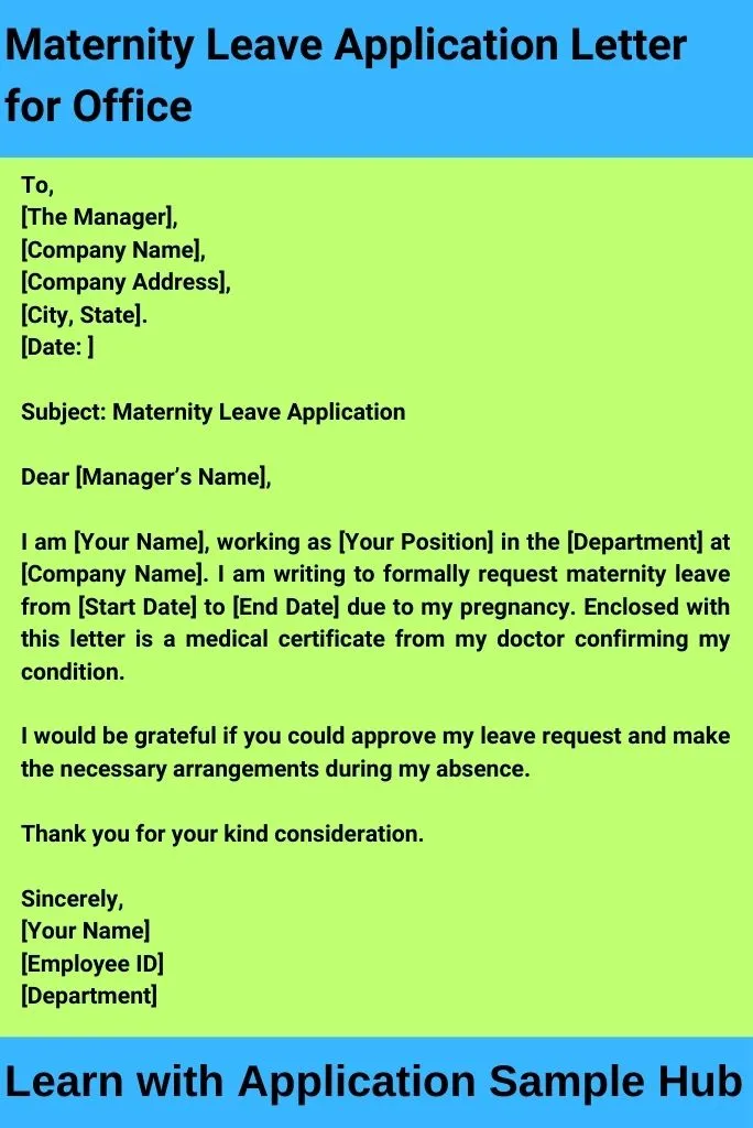 Maternity Leave Application Letter for Office