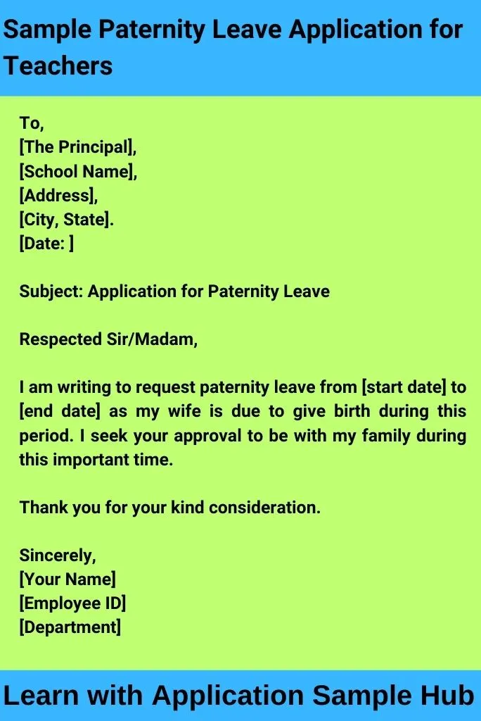 Sample Paternity Leave Application for Teachers