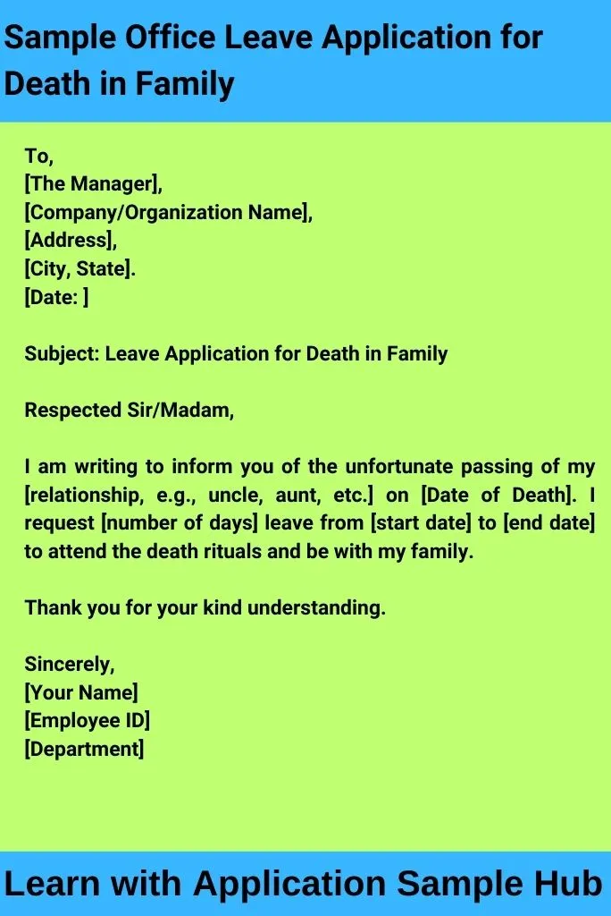 Sample  Office Leave Application for Death in Family