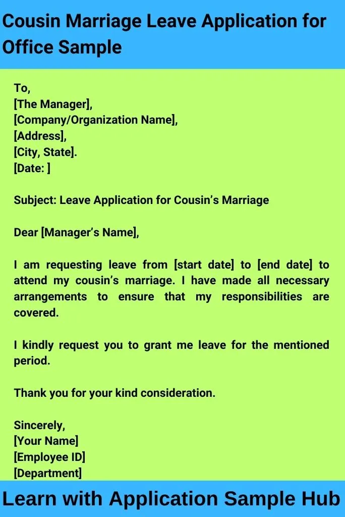 Cousin Marriage Leave Application for Office