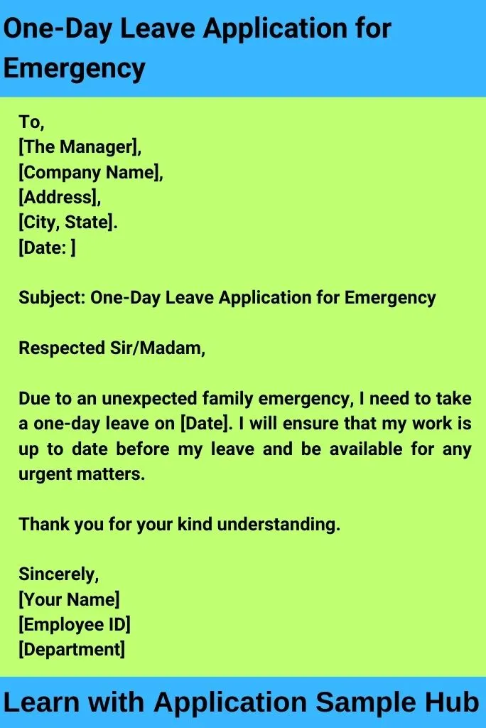 One-Day Leave Application for Emergency