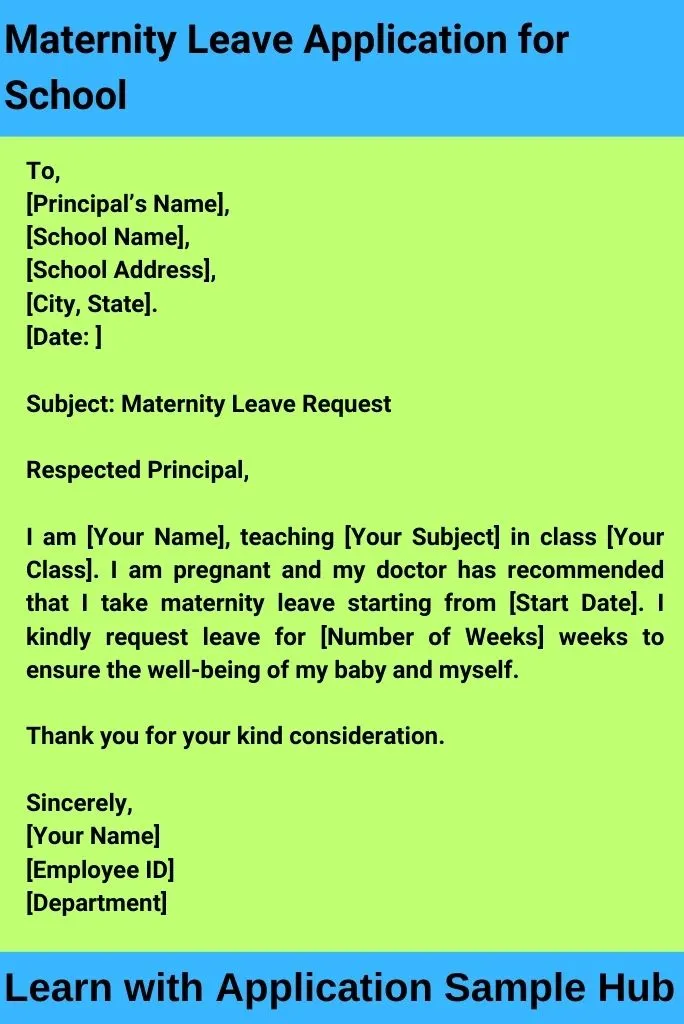 Maternity Leave Application for School