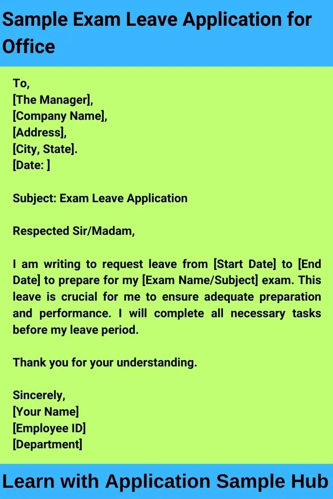 Sample Exam Leave Application for Office