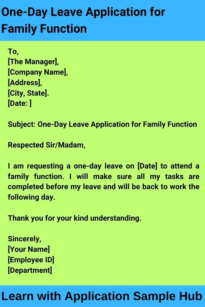 One-Day Leave Application for Family Function