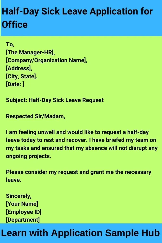 Half-Day Sick Leave Application for Office