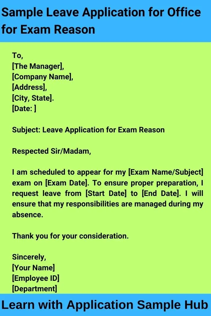 Sample Leave Application for Office for Exam Reason