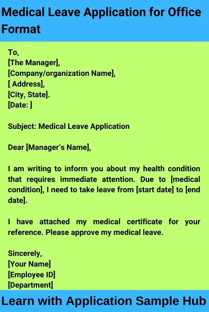 Medical Leave Application for Office Format