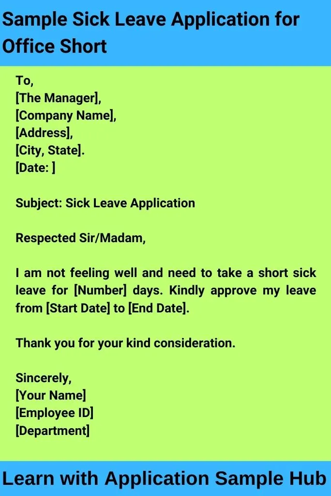 Sample Sick Leave Application for Office Short