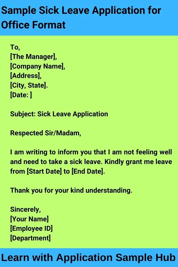 Sample Sick Leave Application for Office Format