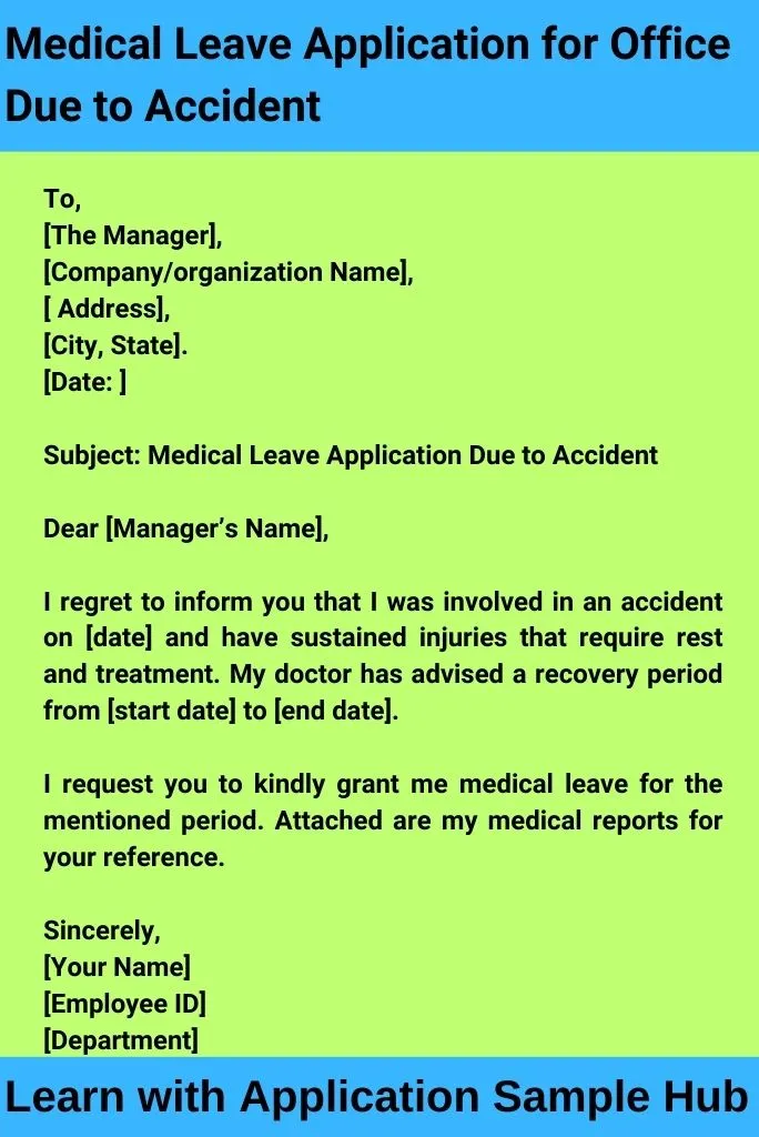 Medical Leave Application for Office Due to Accident