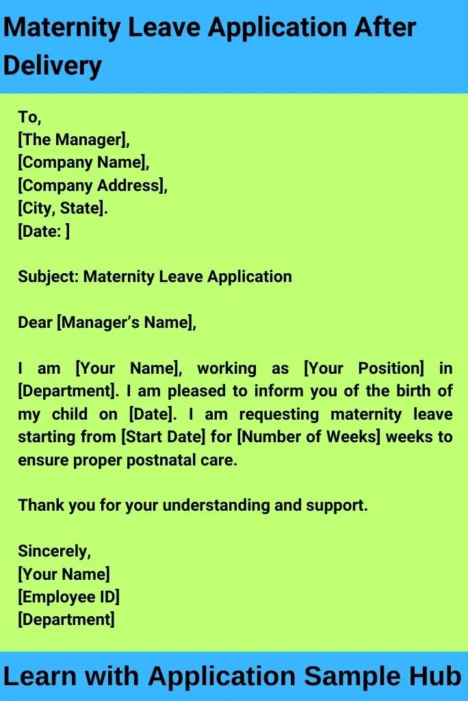 Maternity Leave Application After Delivery