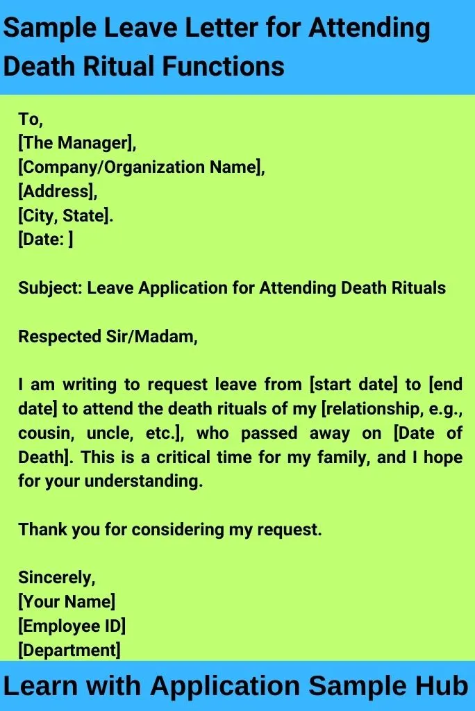 Sample Leave Letter for Attending Death Ritual Functions