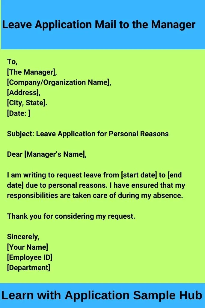 Leave Application Mail to the Manager