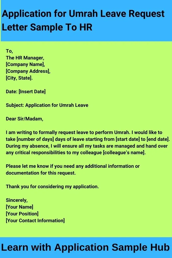 Application for Umrah Leave Request Letter Sample To HR