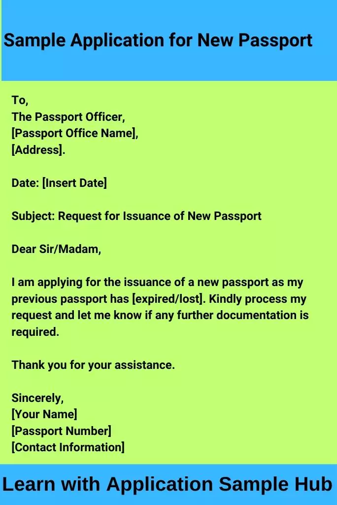 Sample Application for New Passport