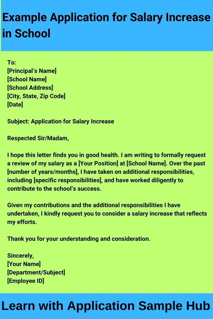 Example Application for Salary Increase in School