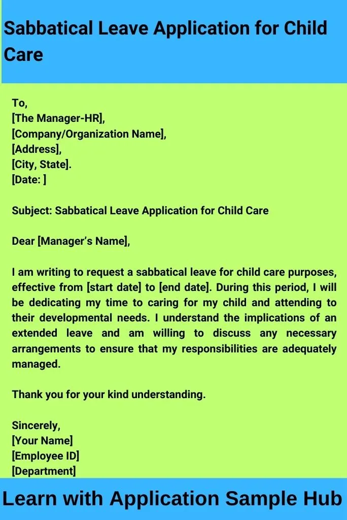 Sabbatical Leave Application for Child Care